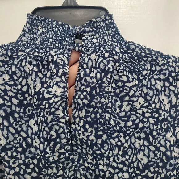 1. State Women's Navy & Grey Animal Print Smocked Ruffle Tiered Dress Size S - Picture 5 of 6